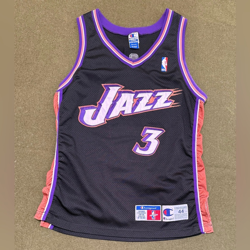 Champion Utah Jazz Vintage Bryon Russell #3 Jersey Size 44, 1998, Black